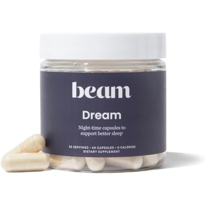 Beam Dream Sleep Capsules, L-Theanine, Apigenin, Reishi and Magnesium, Third Party Tested Natural Sleep Aid & Sleep Supplement for Deep Sleep, Relaxation and Recovery, Sleep Support, 30 Servings - Image 1