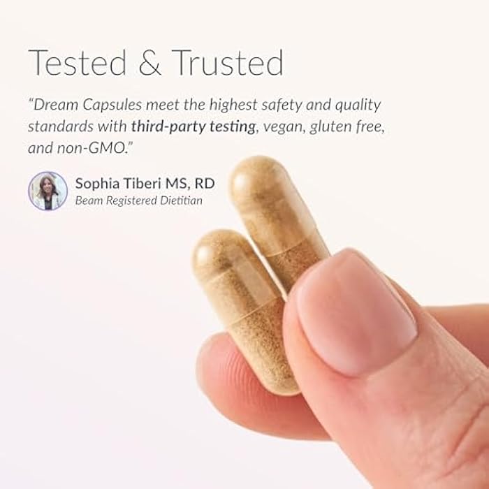 Beam Dream Sleep Capsules, L-Theanine, Apigenin, Reishi and Magnesium, Third Party Tested Natural Sleep Aid & Sleep Supplement for Deep Sleep, Relaxation and Recovery, Sleep Support, 30 Servings - Image 5