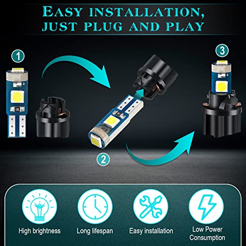 BBTO 40 Pieces T5 T10 LED Bulbs Dash Lights with Twist Socket Instrument Dashboard LED Bulbs for Interior Car Lights Dashboard Instrument Panel Gauge Cluster Indicator Map Dome - Image 4