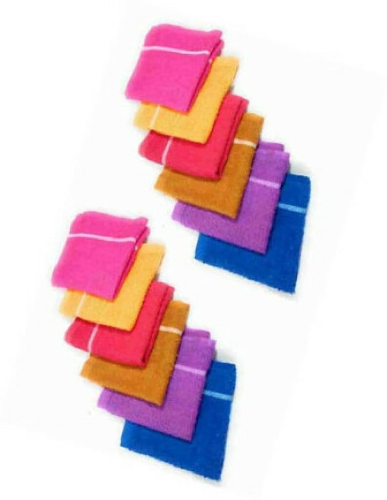 SNAN Plain RUMAL PO12 C34 Multicolor Cloth Napkins (12 Sheets)(TB160)