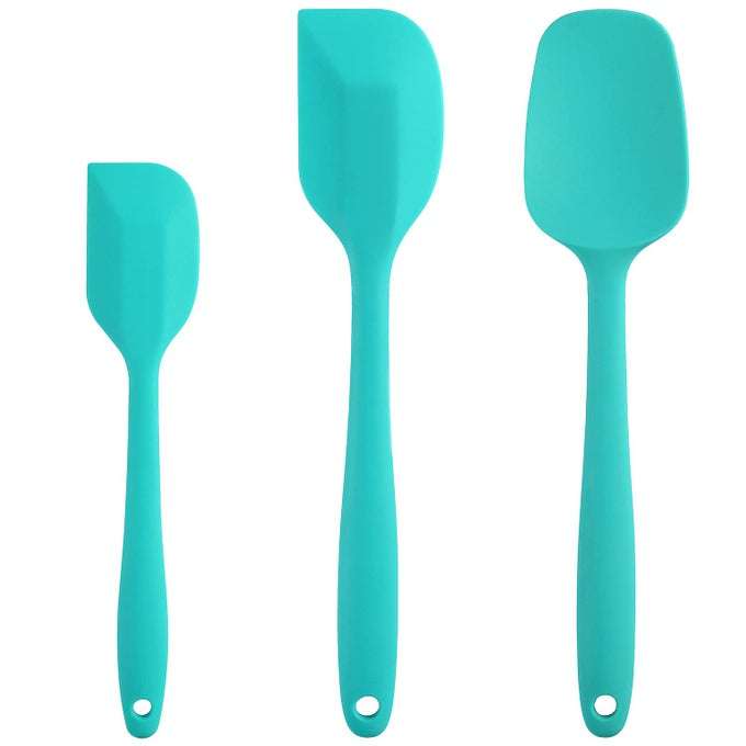 SILICONE SPATULA SET RUBBER SPATULA 600F HEAT RESISTANT BAKING SPOON SPATULAS AQUA 3