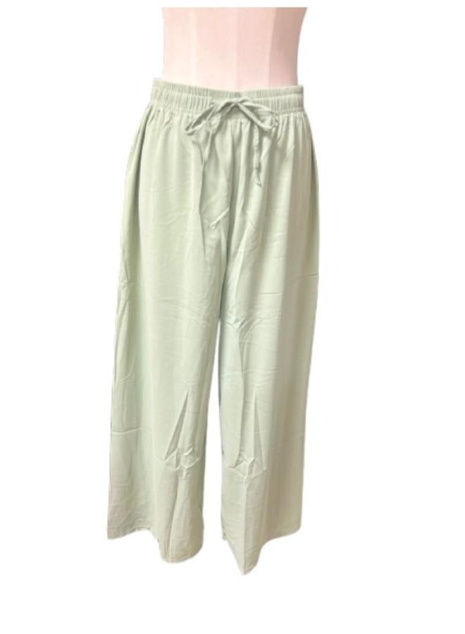 Women's 2pc Set Cotton Linen Clothes Wide Leg Pants and Long Sleeve Tops Fit Medium-Large - Image 3