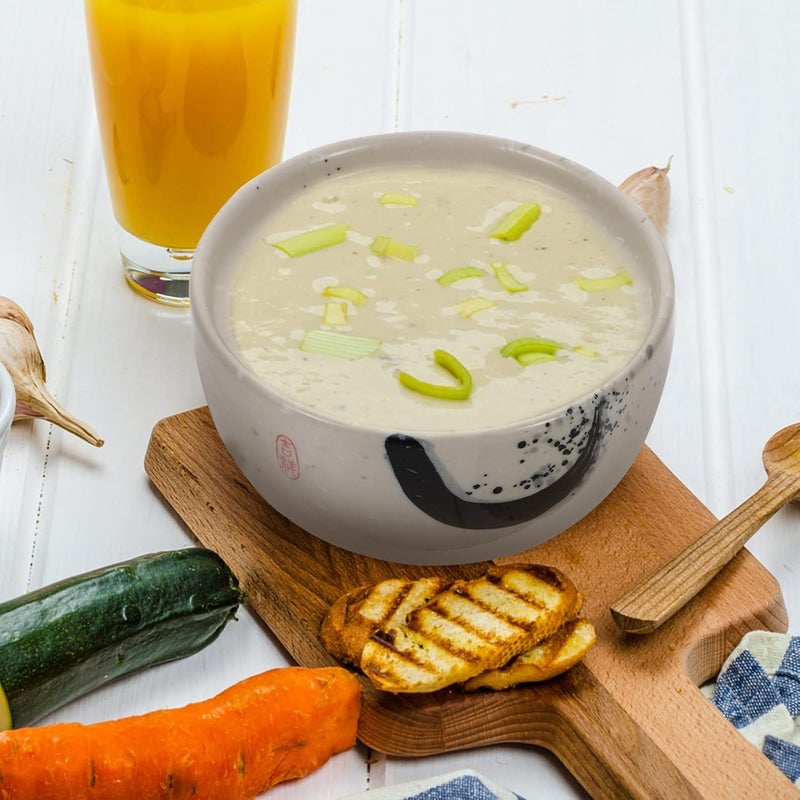 comfrt Japanese Bowl Ceramic Stew Pot with Lid Ceramic Earthen Casserole Pot Ceramic Soup Pot with Lid Spoon Ceramic Tableware Home Stockpot Steam Soup Bowl Steaming Cup for Home White Soup - Image 5