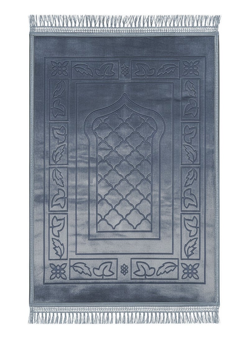 فابينني سجادة صلاة إسلامية 70×110 سم، ناعمة الملمس، مضادة للانزلاق، سجادة صلاة فاخرة، حجم صغير، مصلى للرجال والنساء والأطفال، هدية عيد رمضان، سجادة رمادية - Image 1