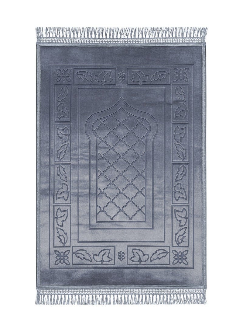 Fabienne Islamic Prayer Mat 70x110cm Smooth Velvet Texture Anti-Slip Premium Prayer Rug Compact Size Musalla for Men Women Kids Eid Gift Ramadan Carpet Grey - Image 2