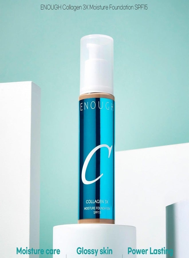 ENOUGH COLLAGEN 3X Moisture Foundation SPF 15, Korean Makeup Full Coverage Tinted Moisturizer, Skin Care Face Sunscreen for Women (#27C Tan Beige, 3.38 fl oz / 100ml) - Image 2