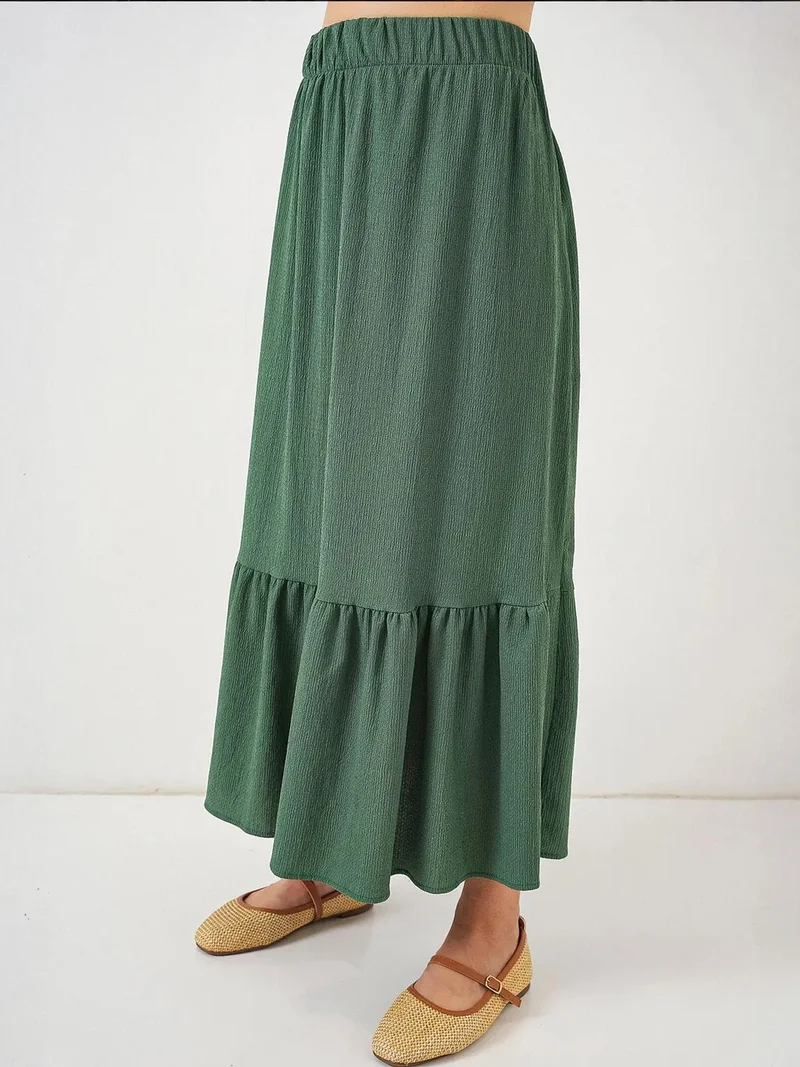 BIG DART BDART Textured Maxi Knit Skirt with Elastic Waist