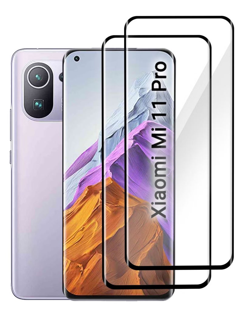 (For Xiaomi Mi 11 Pro) 2Pack,Premium Tempered Glass Screen Protector Anti Buble Anti Scratch - Side Black - Image 5