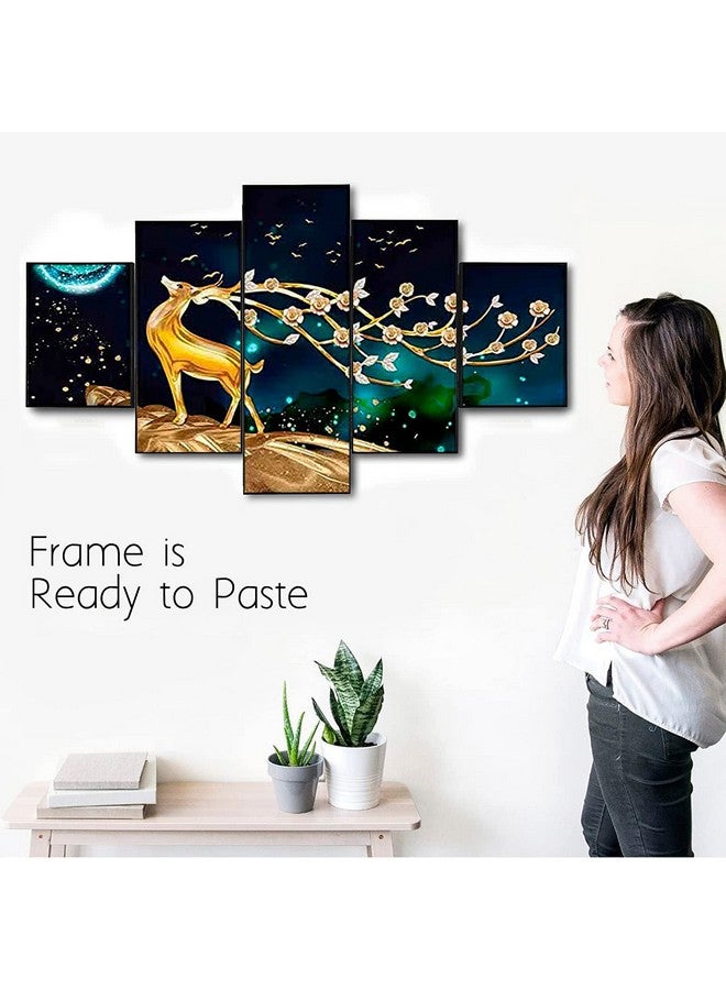 perpetual Paintings for Wall Decoration - Set Of Five, 3d Scenery Vastu Painting for Living Room Large Size with Frames for Home Decoration, Hotel, Office (75 CM X 43 CM) D6M - Image 3