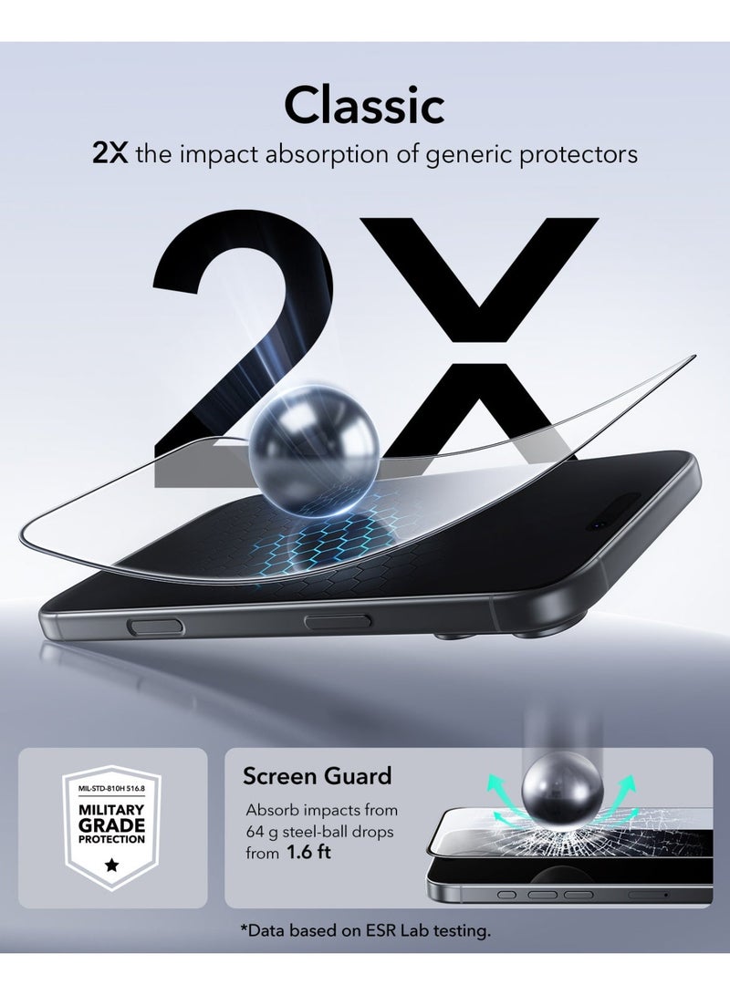 ESR UltraFit Tempered Glass Screen Protector for iPhone 17 Pro, 2 Pack, Clear - Image 4