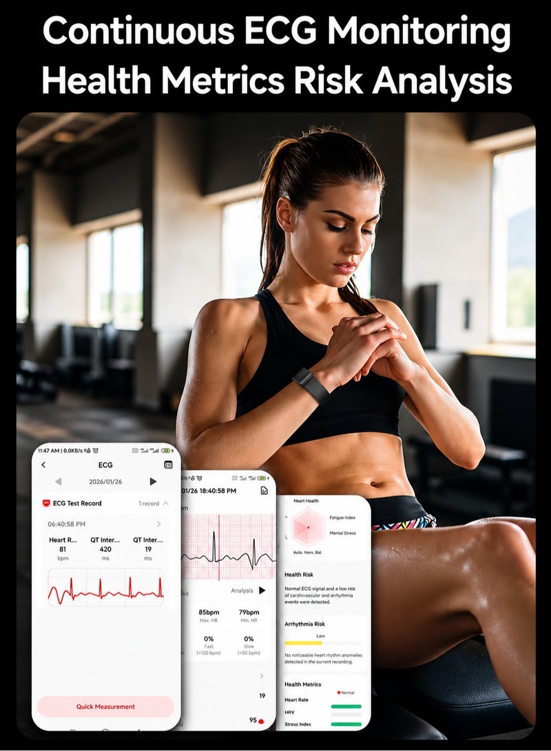 Loop LIFE Smart Health & Fitness Tracking Band with ECG, Heart Rate & Blood Oxygen Monitoring, Sleep & Temperature Tracking, Bluetooth 5.4, Lightweight Adjustable Strap – Black - Image 3