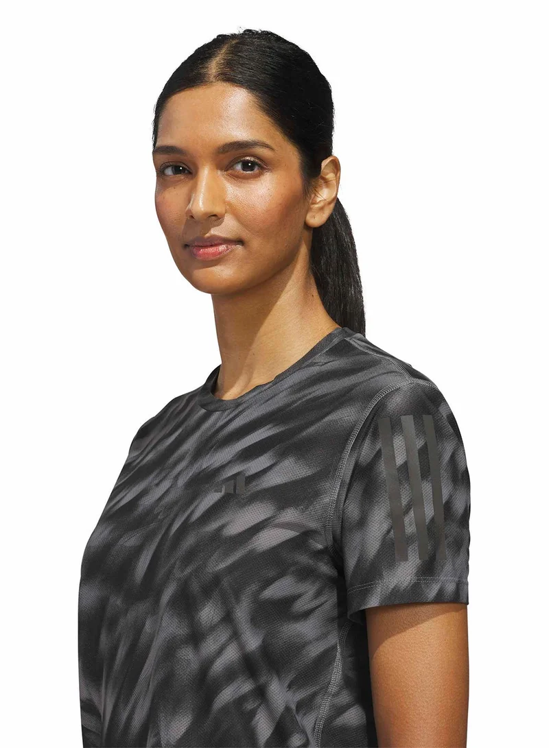 Adidas Own The Run Allover Printed T-Shirt
