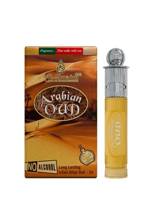 Al Nuaim Al-Nuaim Gold Series Arabian Oudh Attar Roll On Perfume Oil 6ml | Alcohol Free Concentrated Ittar for Men & Women | Long Lasting Premium Oud Woody Oriental Musk Fragrance | Luxury Arabic Perfume Oil Pocket Size - Image 1