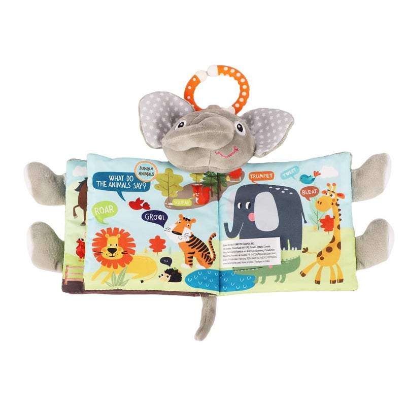 Bebe Mondo Elephant Baby Books Toys 06 Months Loveys Crinkle Books for BabiesTouch and Feel Infant Toys 61218 Months 12 Year Old Shower Gifts Soft Cloth Book Teether for Boys Girls  Small Edition - Image 4