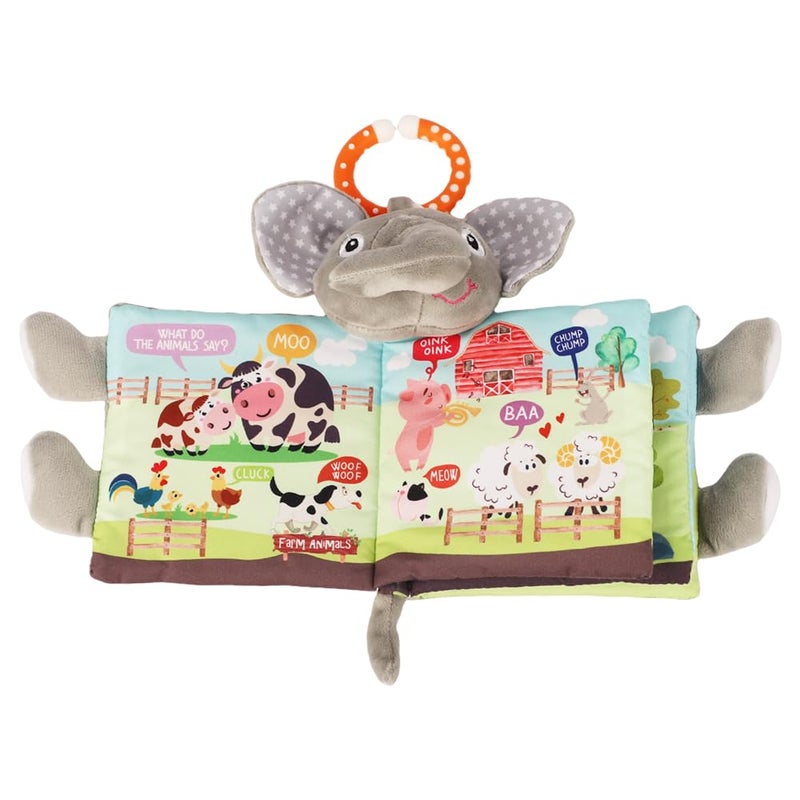 Bebe Mondo Elephant Baby Books Toys 06 Months Loveys Crinkle Books for BabiesTouch and Feel Infant Toys 61218 Months 12 Year Old Shower Gifts Soft Cloth Book Teether for Boys Girls  Small Edition - Image 2