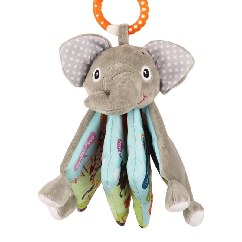 Bebe Mondo Elephant Baby Books Toys 06 Months Loveys Crinkle Books for BabiesTouch and Feel Infant Toys 61218 Months 12 Year Old Shower Gifts Soft Cloth Book Teether for Boys Girls  Small Edition - Image 1