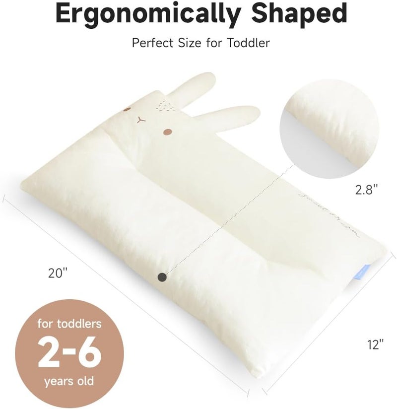 CHOC CHICK Toddler Pillow,20X12inches Machine Washable 100% Cotton Pillowcase Soft Hypoallergenic Kids Pillows,Child Cute Animal Perfect Toddler Pillows for Sleeping 2 Years Old (Rabbit) - Image 2