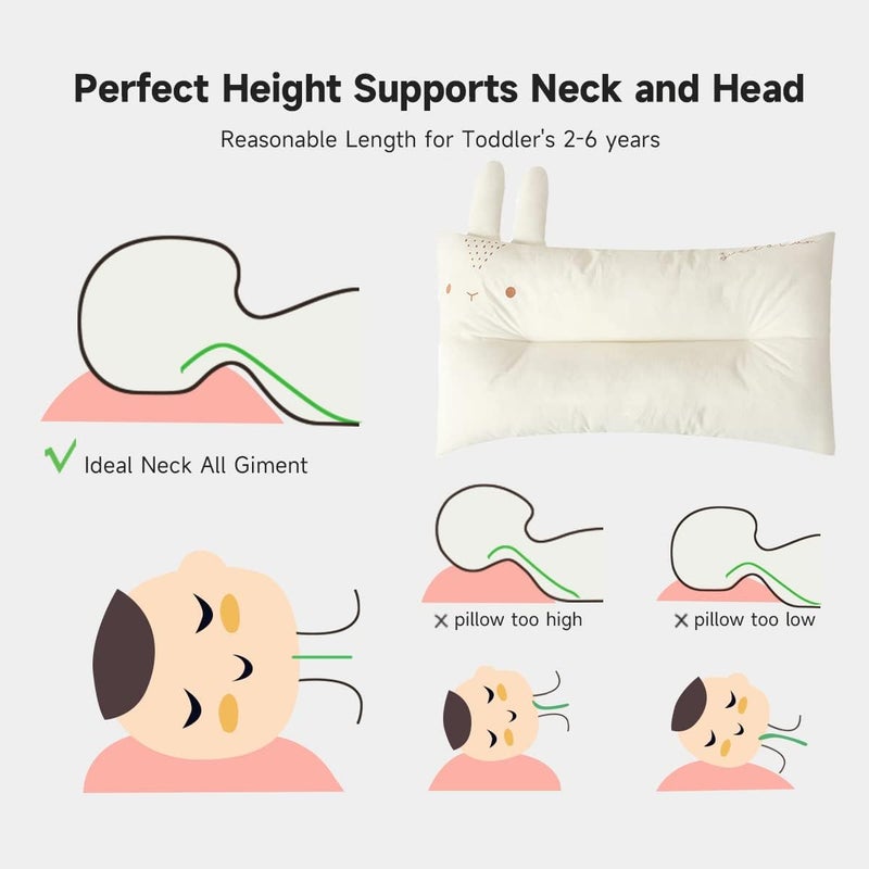 CHOC CHICK Toddler Pillow,20X12inches Machine Washable 100% Cotton Pillowcase Soft Hypoallergenic Kids Pillows,Child Cute Animal Perfect Toddler Pillows for Sleeping 2 Years Old (Rabbit) - Image 4