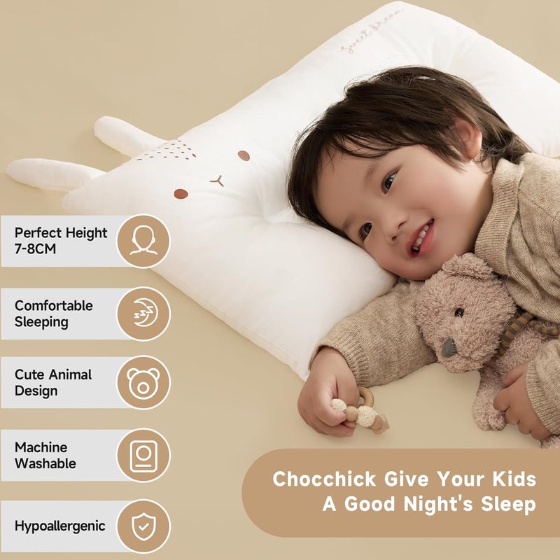 CHOC CHICK Toddler Pillow,20X12inches Machine Washable 100% Cotton Pillowcase Soft Hypoallergenic Kids Pillows,Child Cute Animal Perfect Toddler Pillows for Sleeping 2 Years Old (Rabbit) - Image 3