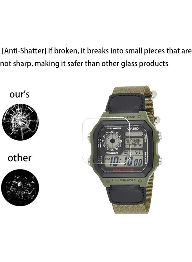 SJet Screen Protector for Casio AE-1200 AE-1300 Series Smartwatch, High Definition Anti-Scratch Bubble Free Clear Tempered Glass Protective Film - Image 5