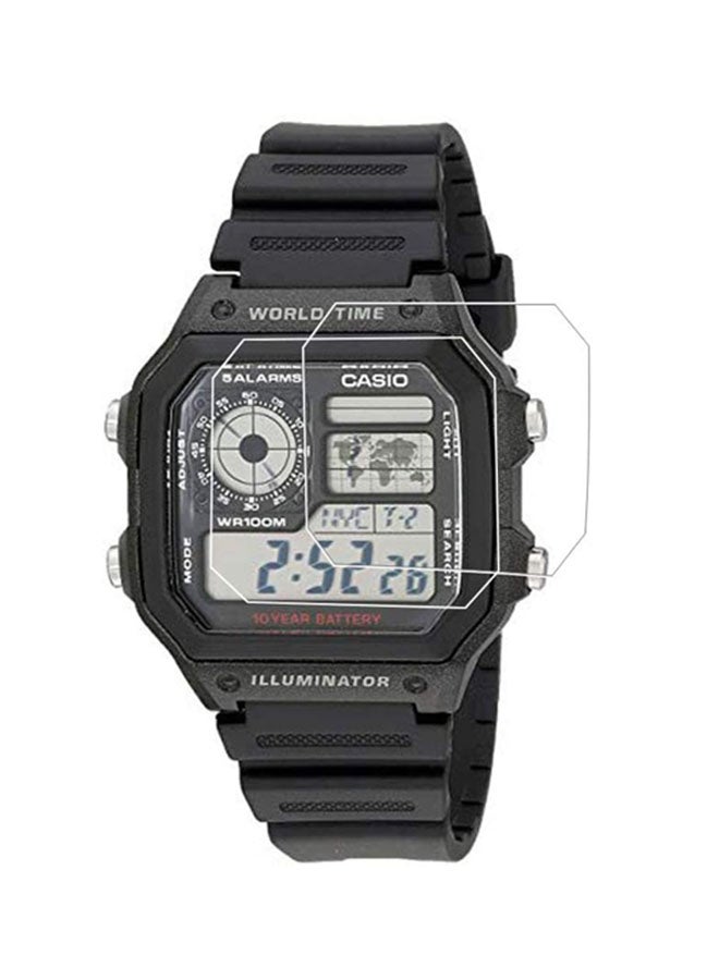 SJet Screen Protector for Casio AE-1200 AE-1300 Series Smartwatch, High Definition Anti-Scratch Bubble Free Clear Tempered Glass Protective Film - Image 1