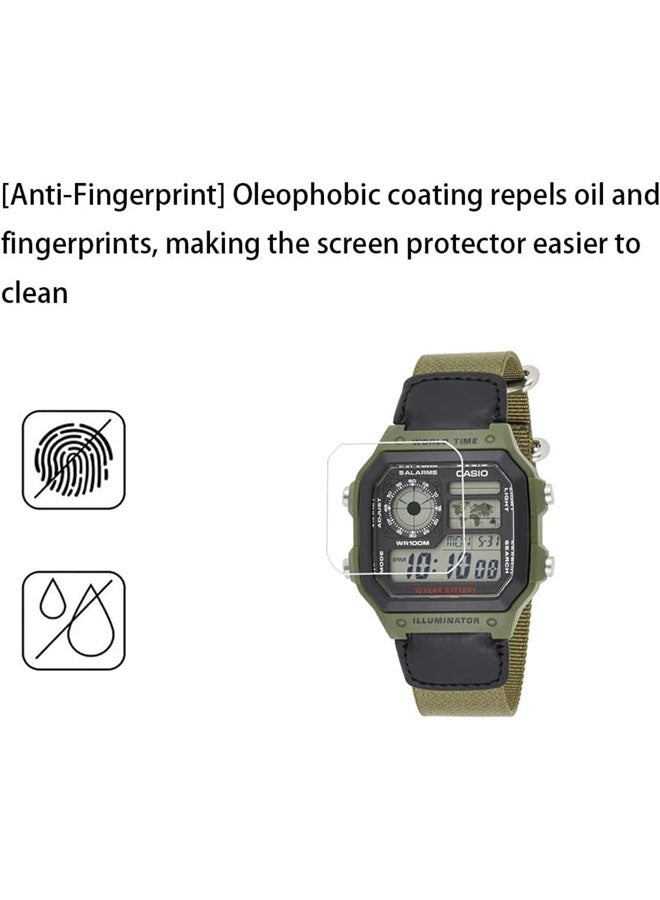 SJet Screen Protector for Casio AE-1200 AE-1300 Series Smartwatch, High Definition Anti-Scratch Bubble Free Clear Tempered Glass Protective Film - Image 4