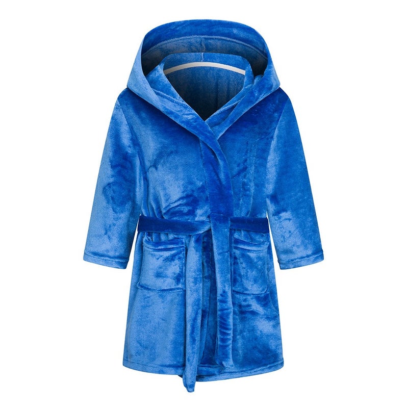 Kids Flame Retardant Bathrobe Hooded Flannel Cartoon Print Sleepwear Robe for Boys Girls Ages 3-8 - Image 1