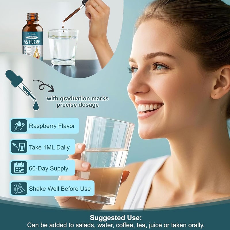 Totaria قطرات تصريف اللمف الليبوزومية 11 في 1 مكمل عضوي لتصريف اللمف مع جذر الأرقطيون، الإخناسيا، التوت الأسود، زهور القطيفة، عشبة الكليفر، الهندباء يدعم صحة اللمف 2 أونصة سائلة - Image 5