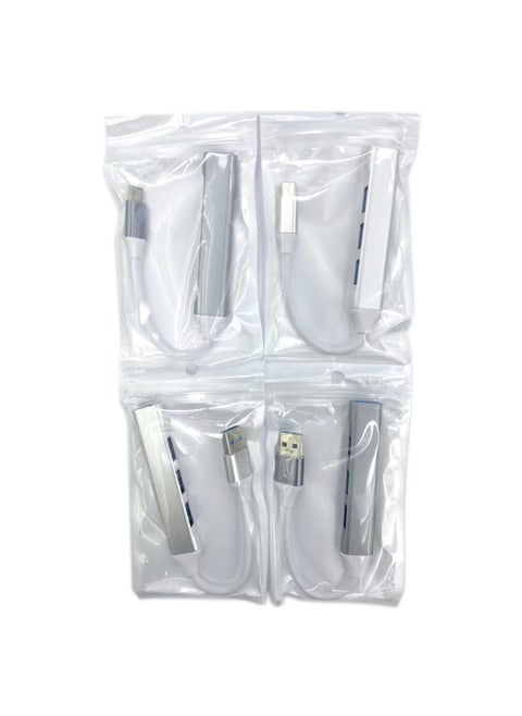 Usbhub3.0 Docking Station Usb Splitter Typec Interface Four-in-one Hub One-to-four Docking Station-Number Of Interfaces:Type-c Silver Pearlescent Bag