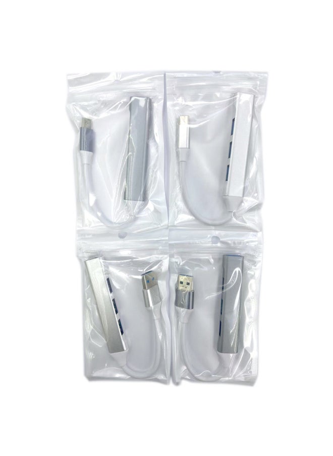 Usbhub3.0 Docking Station Usb Splitter Typec Interface Four-in-one Hub One-to-four Docking Station-Number Of Interfaces:Type-c Silver Pearlescent Bag  - Image 1