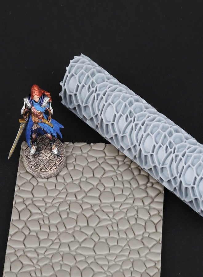 AUSPDICE Terrain Texture Roller, Unique DND Gift -High Detail RPG Game Pieces Designed for Foam and Polymer Clay Modeling 3D Printed S412E Cobblestone - Image 1