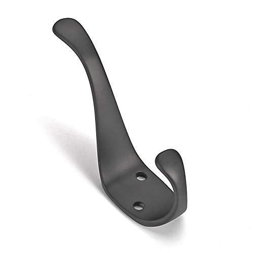 Ambipolar 10-Pack Elegant Coat Hooks Wall Mounted, Decorative Heavy Duty Double Matt Black Wall Hooks for Hanging, Coat Hooks, Purse Rack, Hat Hooks with Screws - Image 1