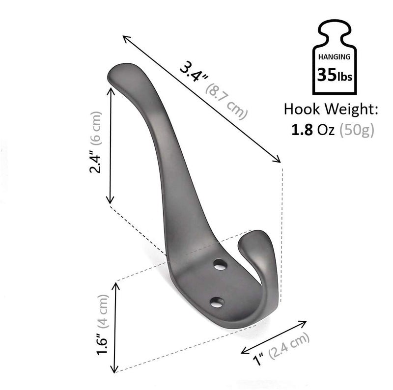Ambipolar 10-Pack Elegant Coat Hooks Wall Mounted, Decorative Heavy Duty Double Matt Black Wall Hooks for Hanging, Coat Hooks, Purse Rack, Hat Hooks with Screws - Image 3