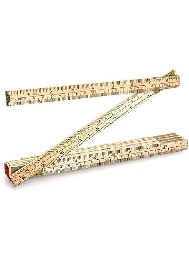 Arabest Folding Wood Rule, 6 FT 6 Inch Foldable Ruler with US and Metric Measurements for Carpenters  - Image 1