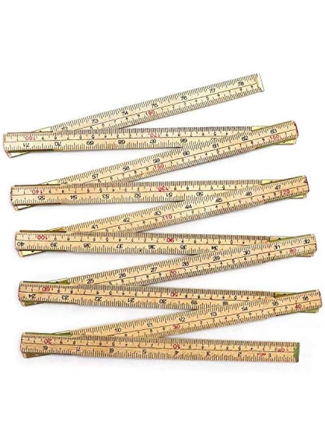 Arabest Folding Wood Rule, 6 FT 6 Inch Foldable Ruler with US and Metric Measurements for Carpenters  - Image 4