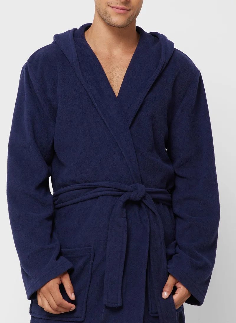 Seventy Five Men'S Foxbury Soft Cosy Anti Pill Polar Fleece Hooded Robe