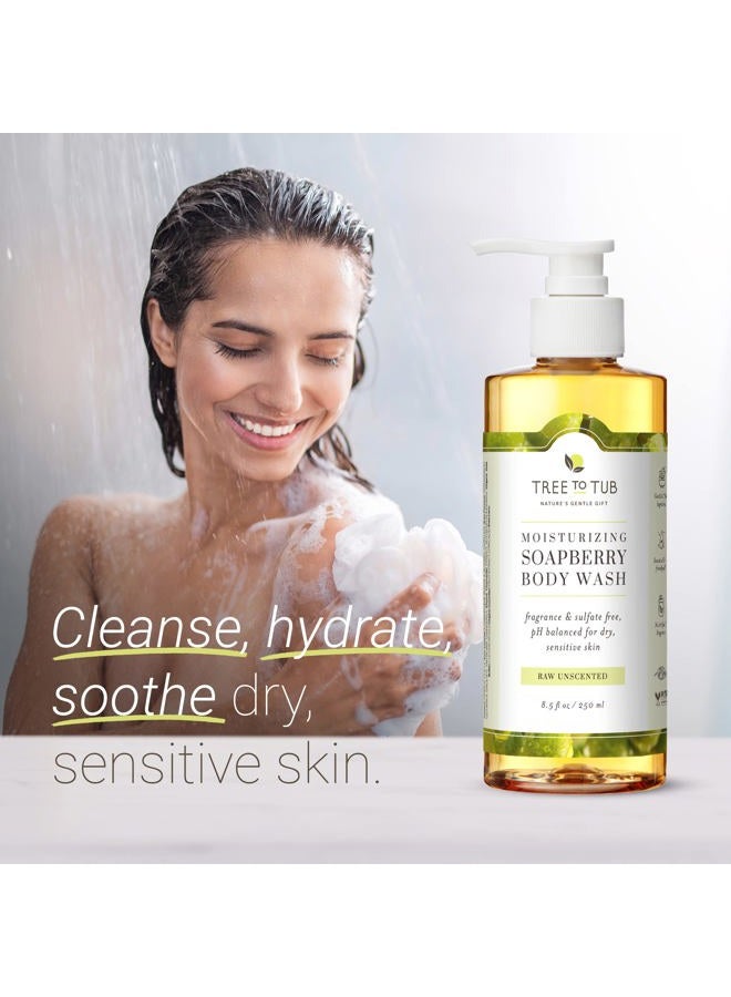 Tree to Tub غسول الجسم اللطيف للغاية للبشرة الحساسة - غسول متوازن pH 5.5 برائحة للجنسين مع توت الصابون والألوة فيرا 8.5 أونصة (عبوتان) - Image 2