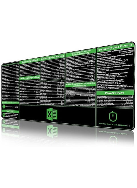 Excel Shortcuts Mousepad, Upgraded Pro Version, Extended Office Desk Mat, Stitched Edges, Non-Slip Base Keyboard Mats, XXL Giant Mouse Pads for Desk, 35.4”x15.7”, Employee Appreciation Gifts