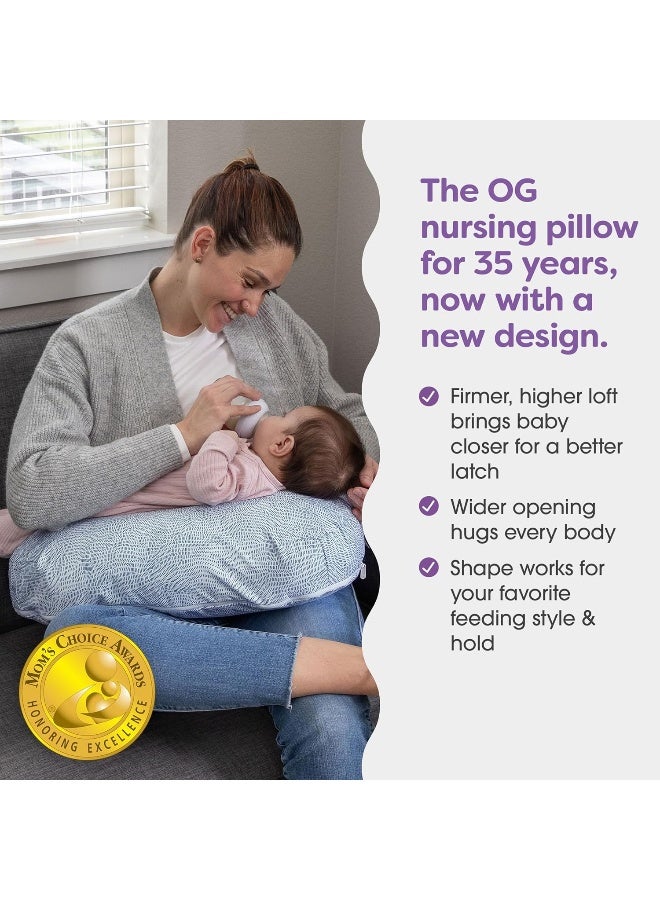 Boppy New Nursing Pillow â€“ Blue Speckled Current â€“ Larger, Firmer, More Supportive Pillow for Breastfeeding & Bottle Feeding - Image 3