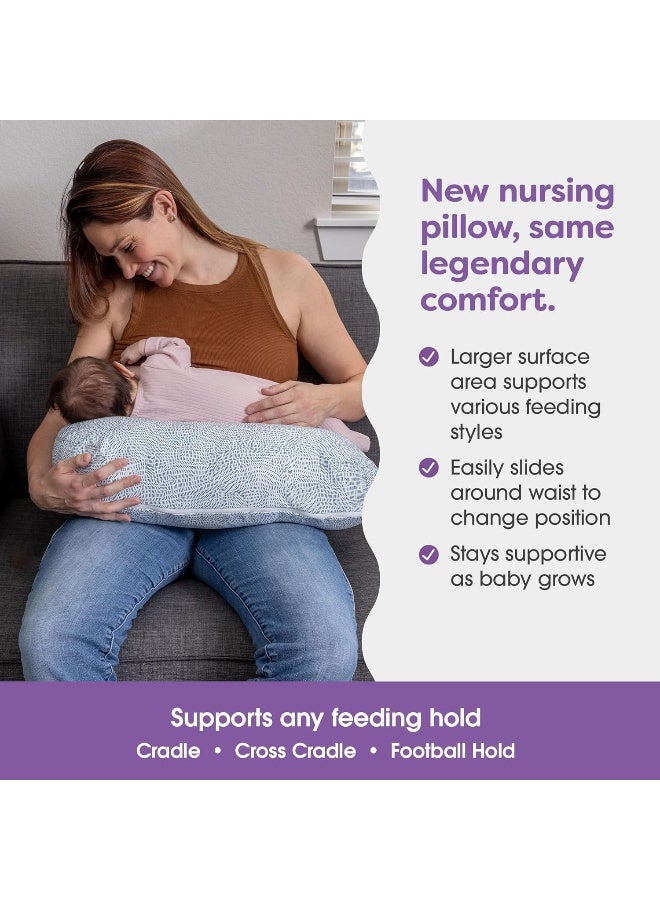 Boppy New Nursing Pillow â€“ Blue Speckled Current â€“ Larger, Firmer, More Supportive Pillow for Breastfeeding & Bottle Feeding - Image 2