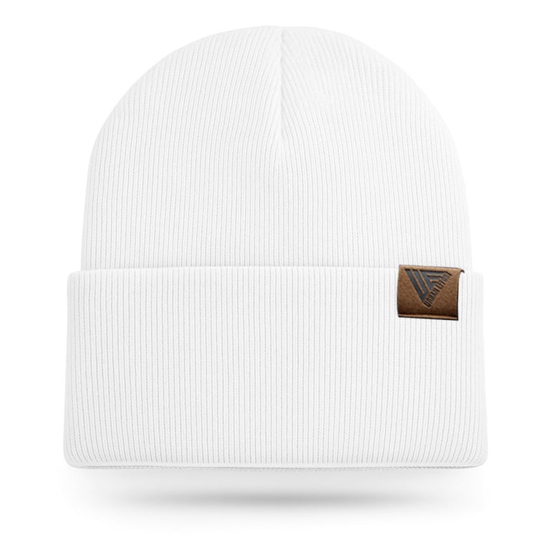 Urban Effort Unisex Knit Beanie â€“ Warm Acrylic Cuffed Winter Hat for Men & Women, Soft Stretch Fit, Classic Streetwear Style (White) - Image 1