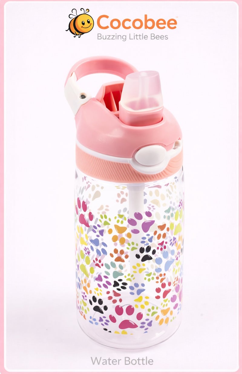 كوكوبي زجاجة ماء كوكوبي تريتان، خالية من مادة BPA، تفتح بزر ضغط، مانعة للتسرب، سعة 480 مل، مناسبة لعمر 3 سنوات فأكثر - وردي - Image 1