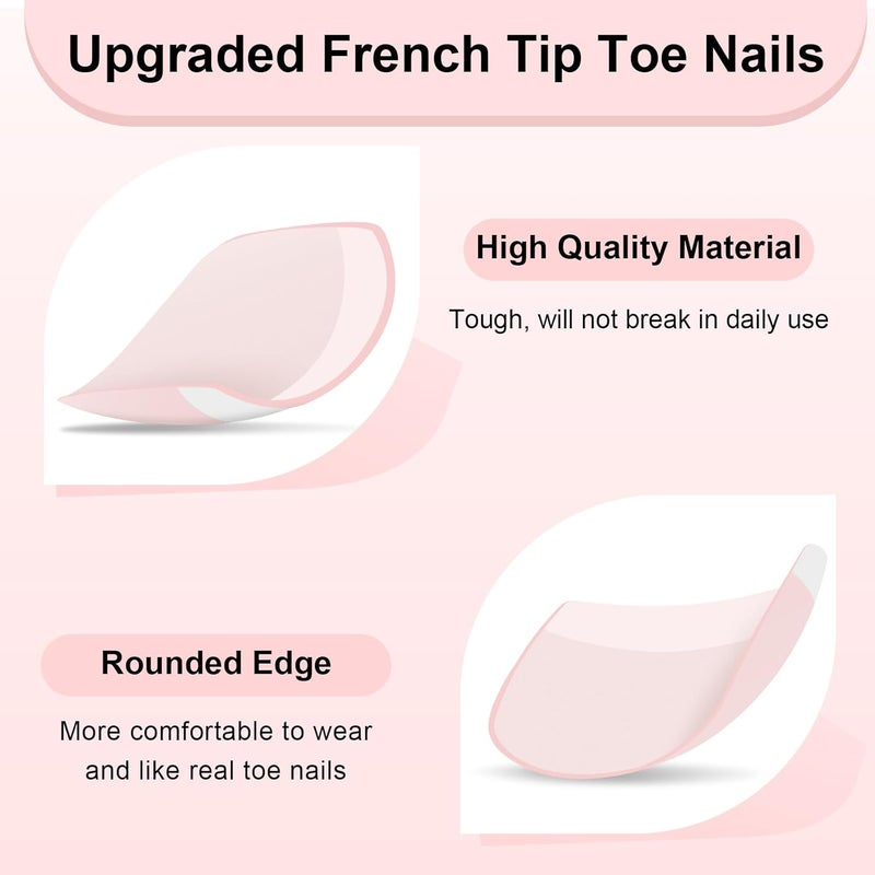Yokilly 120PCS French Toenails Full Cover Short Art Acrylic Press On Toenail Tips for Women Girls pink - Image 3