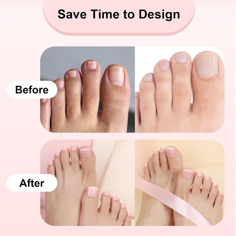 Yokilly 120PCS French Toenails Full Cover Short Art Acrylic Press On Toenail Tips for Women Girls pink - Image 4