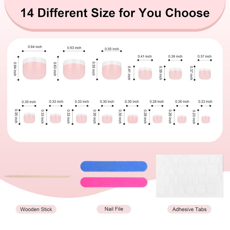 Yokilly 120PCS French Toenails Full Cover Short Art Acrylic Press On Toenail Tips for Women Girls pink - Image 5