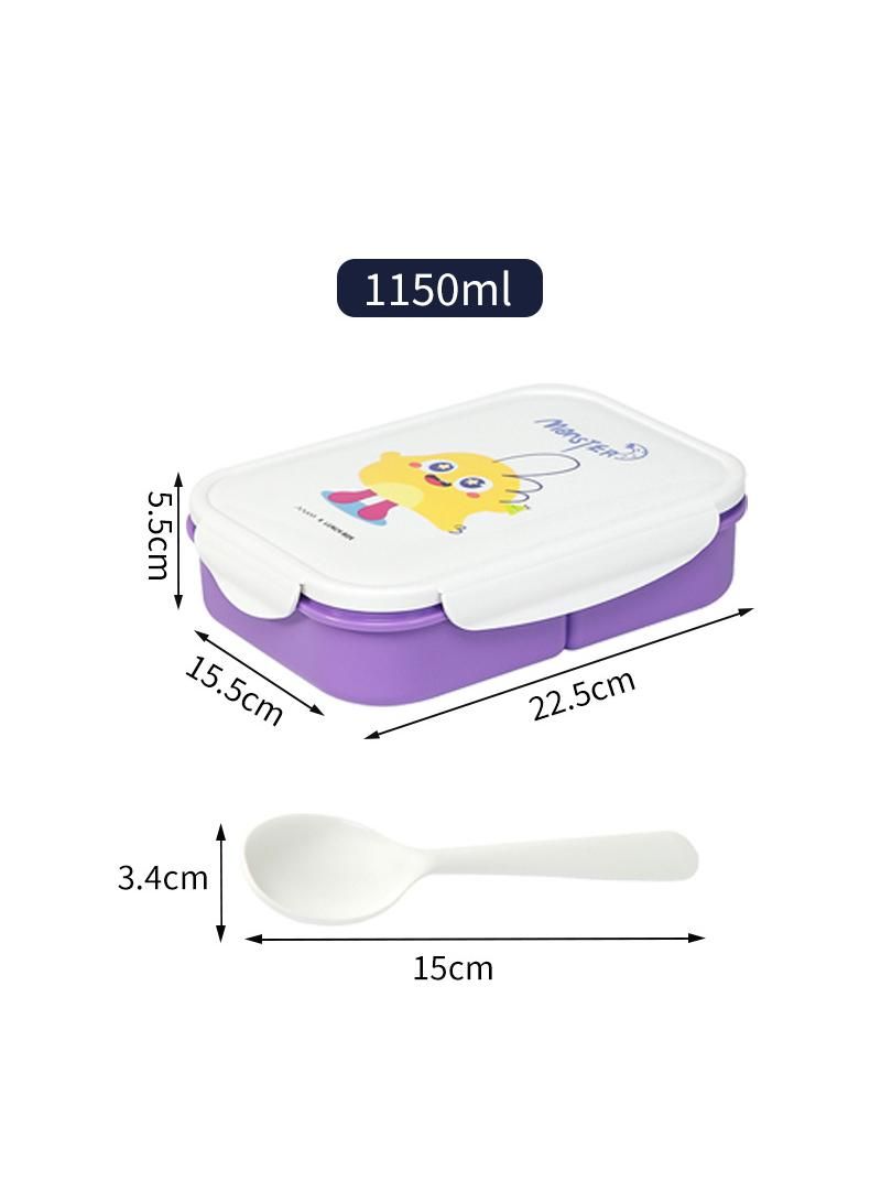 Monster Lunch box 3 compartments with spoon 1150ML purple white - Image 1
