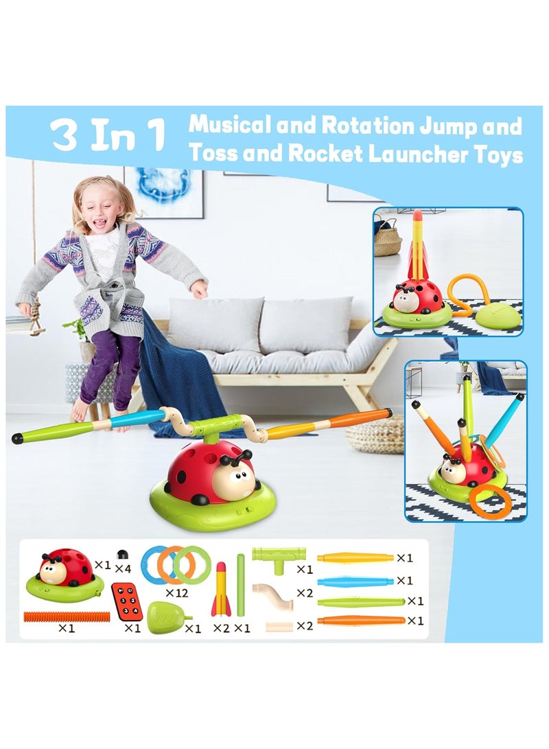 3 In 1 Musical Jump, Ring Toss Game, Stomp & Launch Rocket Launcher for Kids Toys for Girls Boys 3-5, Sports & Outdoors Indoors Toys for Ages 5-7 with Remote Control Outdoor Toys for Toddlers 3-5 4-8 - Image 2