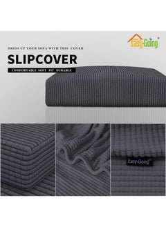 Easy-Going Easy-Going Stretch Loveseat Cushion Cover Sofa Cushion Furniture Protector Sofa Seat Sofa Slipcover Sofa Cover Soft Flexibility with Elastic Bottom(Loveseat Cushion, Dark Gray)  - Image 3