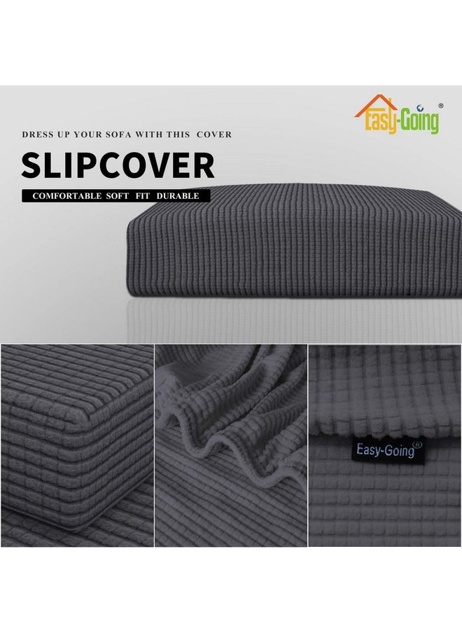 Easy-Going - Easy-Going Stretch Loveseat Cushion Cover Sofa Cushion Furniture Protector Sofa Seat Sofa Slipcover Sofa Cover Soft Flexibility with Elastic Bottom(Loveseat Cushion, Dark Gray) - Image 1