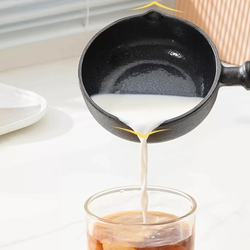 Butter Melting Pot, Non-Stick Cast Iron Sauce Pot with Wood Handle, Small Hanging Warmer for Oil, Milk, Candy & Chocolate (2-Pack) - Image 4